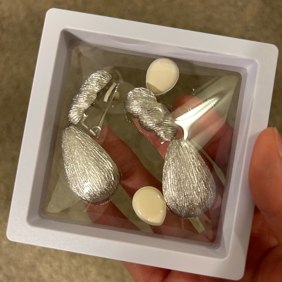 Authentic Christian Dior clip on silver tone earrings - Picture 1 of 3